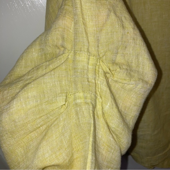 Linen Top by Chalet et’ ceci, Yellow and Olive Green Hues. Loose Fit - Picture 9 of 11